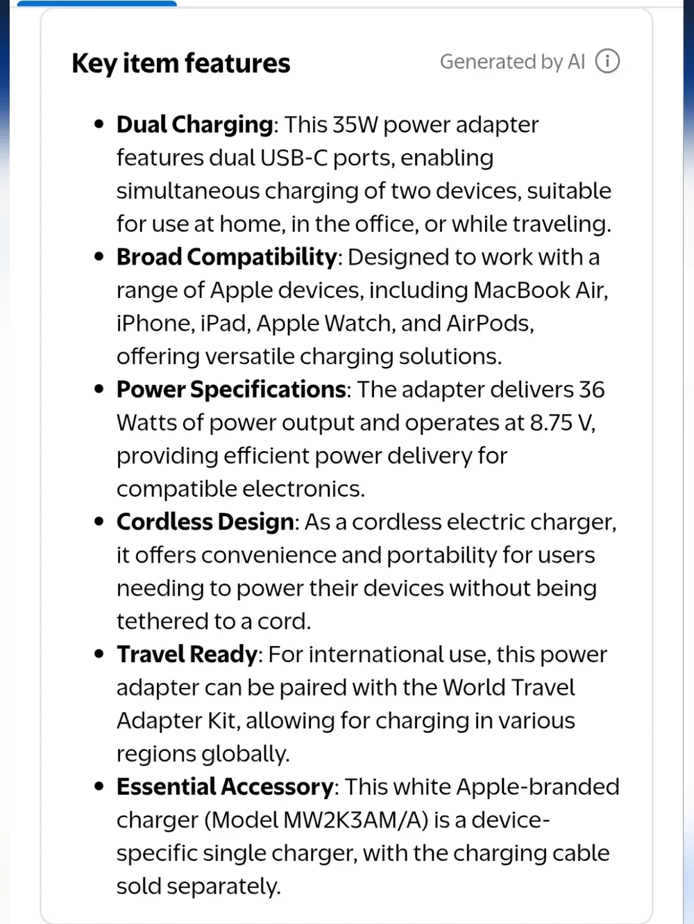 APPLE Adapter USB-C 35w 16 Pro(Max) Iphone